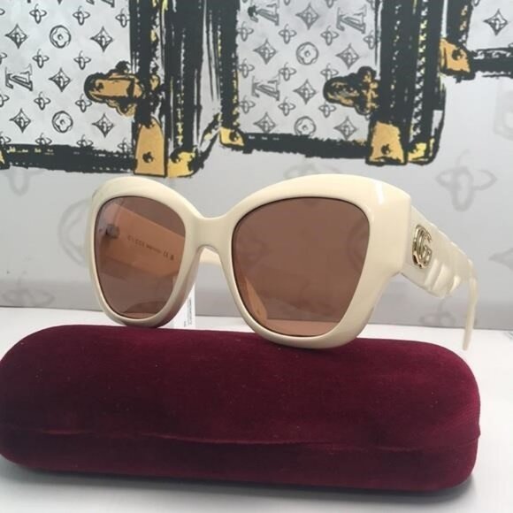 Authentic Gucci GG0806S 002 Cream Brown Sunglasses – New - Picture 8 of 12